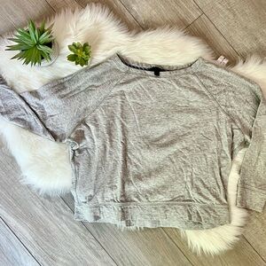 J. CREW | Heather Gray Cropped Raglan 3/4 Sleeve Light Sweatshirt (S)